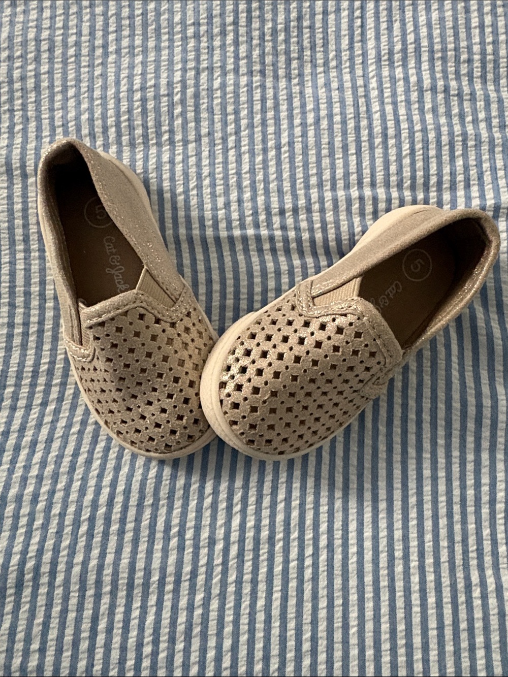 Cat & Jack Girls' Slip-On Perforated Sneakers in Light Taupe